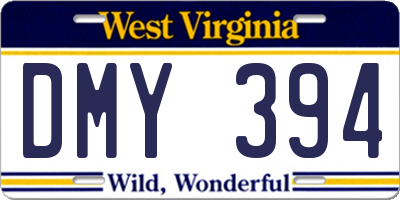 WV license plate DMY394