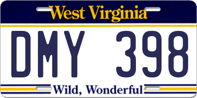 WV license plate DMY398