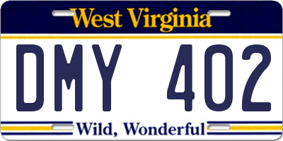 WV license plate DMY402