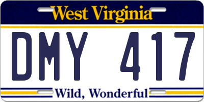 WV license plate DMY417