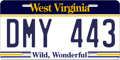 WV license plate DMY443