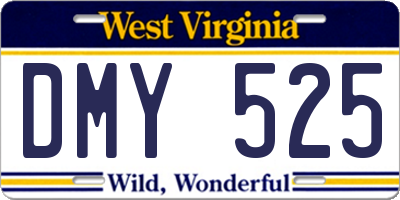 WV license plate DMY525