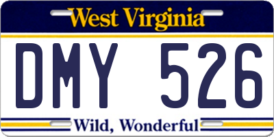 WV license plate DMY526