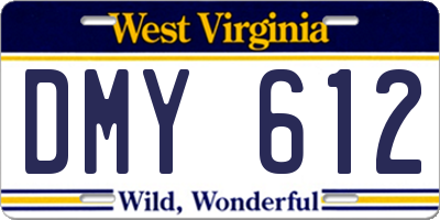 WV license plate DMY612