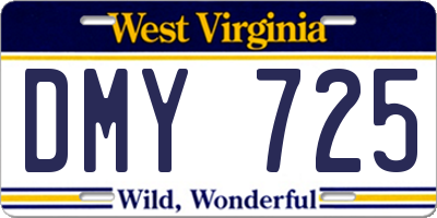 WV license plate DMY725