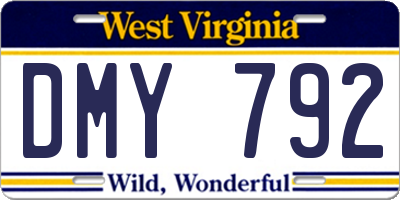 WV license plate DMY792