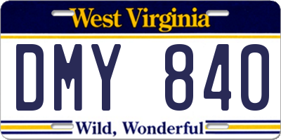 WV license plate DMY840