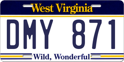 WV license plate DMY871