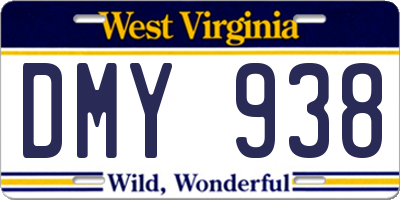WV license plate DMY938
