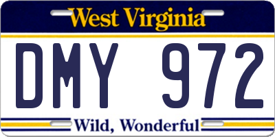 WV license plate DMY972