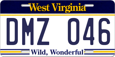 WV license plate DMZ046