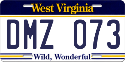 WV license plate DMZ073