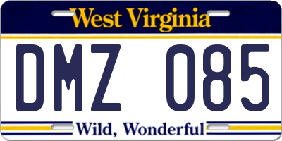 WV license plate DMZ085