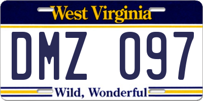 WV license plate DMZ097