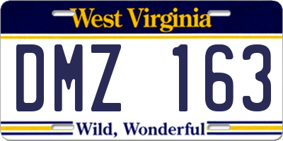 WV license plate DMZ163
