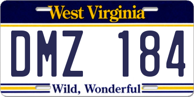 WV license plate DMZ184