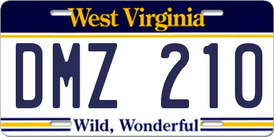 WV license plate DMZ210