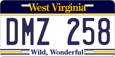WV license plate DMZ258