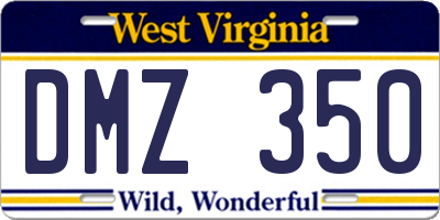 WV license plate DMZ350