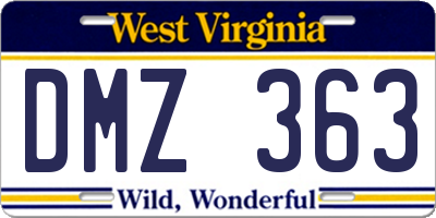 WV license plate DMZ363