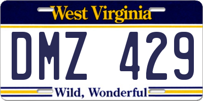 WV license plate DMZ429