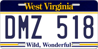 WV license plate DMZ518