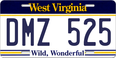 WV license plate DMZ525