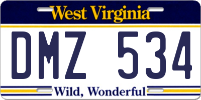 WV license plate DMZ534