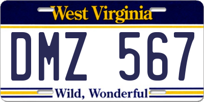 WV license plate DMZ567