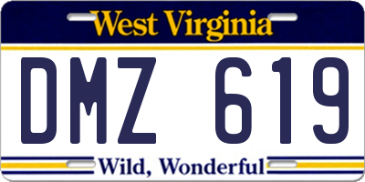 WV license plate DMZ619