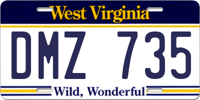 WV license plate DMZ735