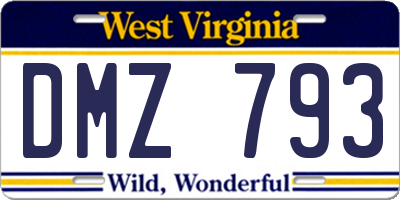 WV license plate DMZ793