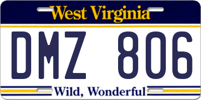 WV license plate DMZ806