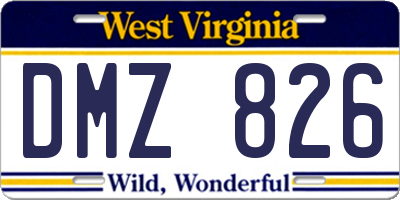 WV license plate DMZ826