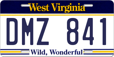 WV license plate DMZ841