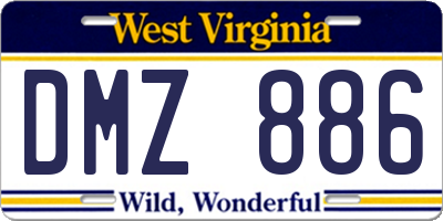 WV license plate DMZ886