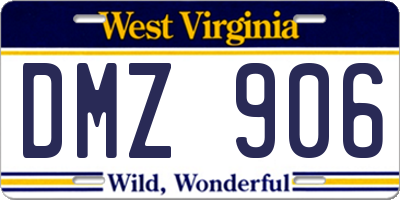 WV license plate DMZ906