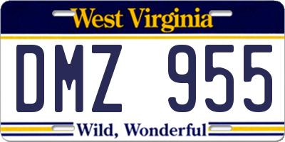 WV license plate DMZ955