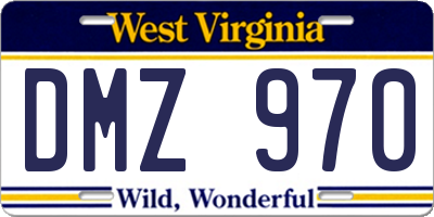 WV license plate DMZ970