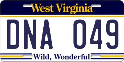 WV license plate DNA049
