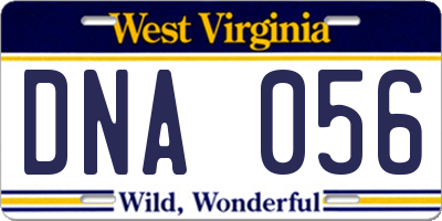 WV license plate DNA056