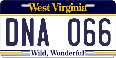 WV license plate DNA066
