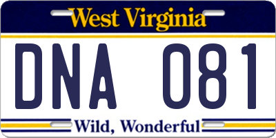 WV license plate DNA081