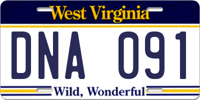 WV license plate DNA091