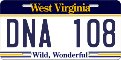 WV license plate DNA108
