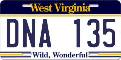 WV license plate DNA135