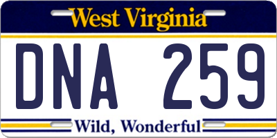 WV license plate DNA259