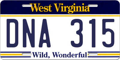 WV license plate DNA315