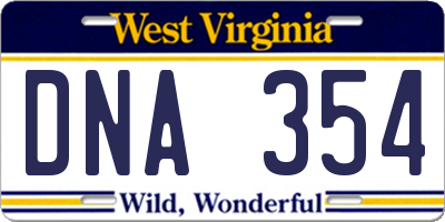 WV license plate DNA354