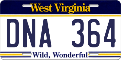 WV license plate DNA364